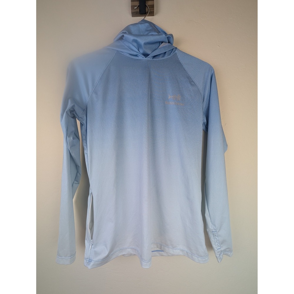 Bassdash Mens XS Blue Ombre UPF 50+ Fishing Hoodie Sun Shirt BG3018